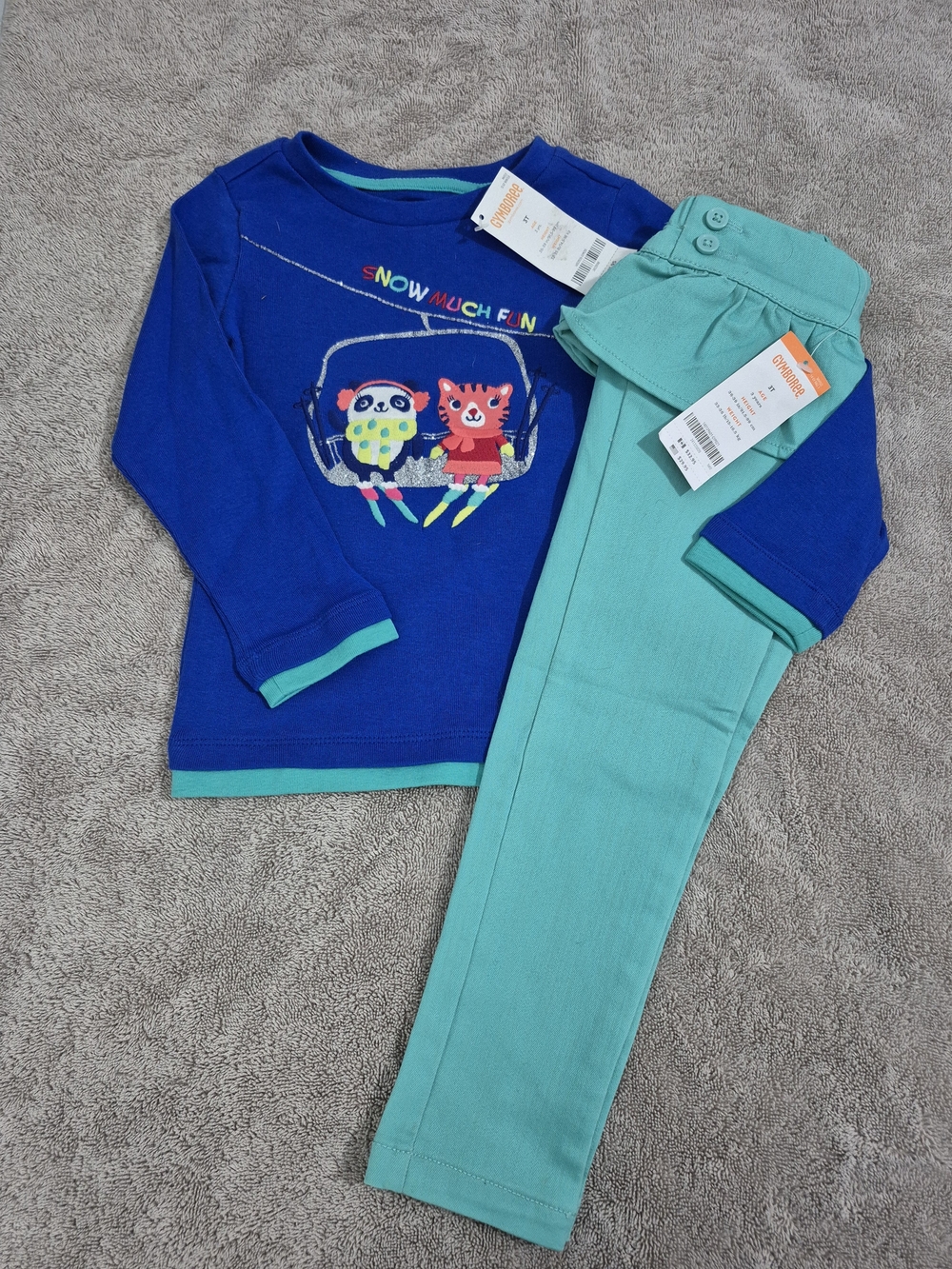Gymboree Blue Long Sleeve Top with Teal Leggings Set 3T